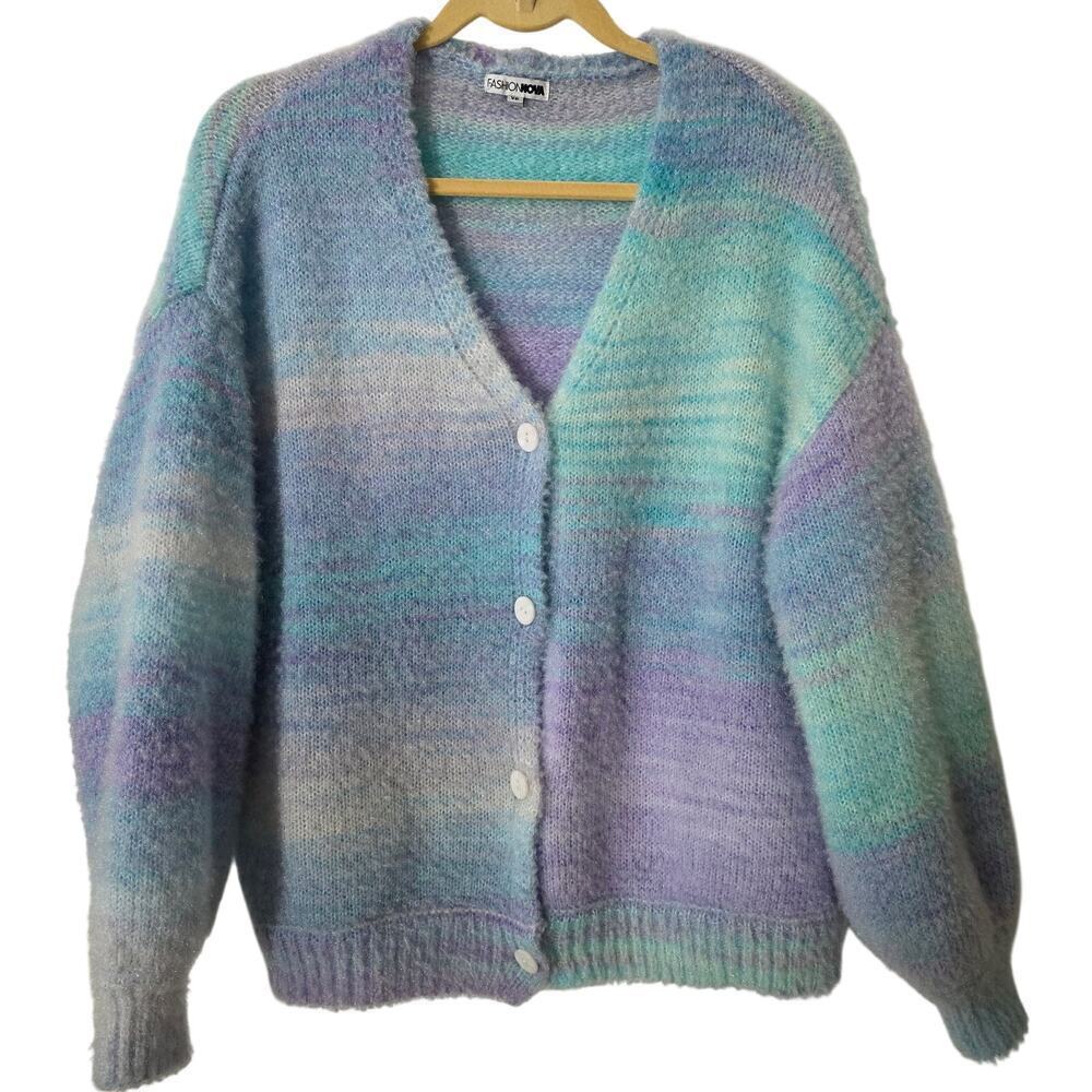 Fashion Nova Adara Colorful Cardigan Button Sweater Size XS